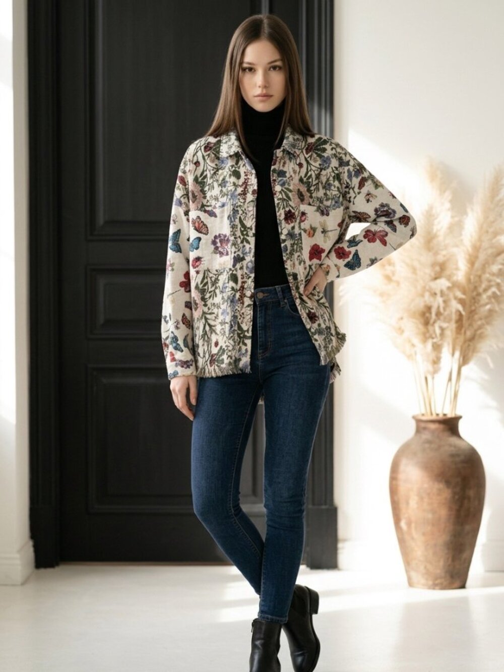 POL Oversized Butterfly Effect Jacquard Jacket - Medium (NWOT)